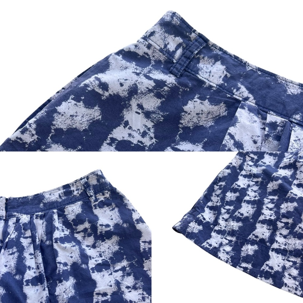 Fossil Women’s Size 12 Blue White Tie-dye Pleated Lined A-line Mini Skirt Cotton - Picture 12 of 16